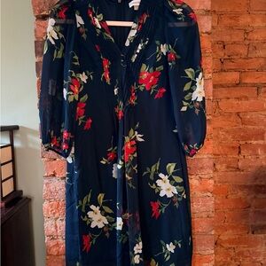 Calvin Klein Navy Floral Midi Dress